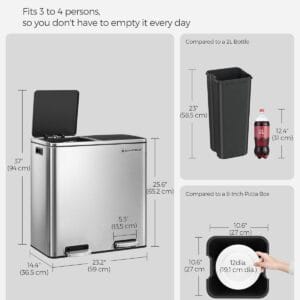 2 x 8 gallon (2 x 30 l) garbage can for kitchen